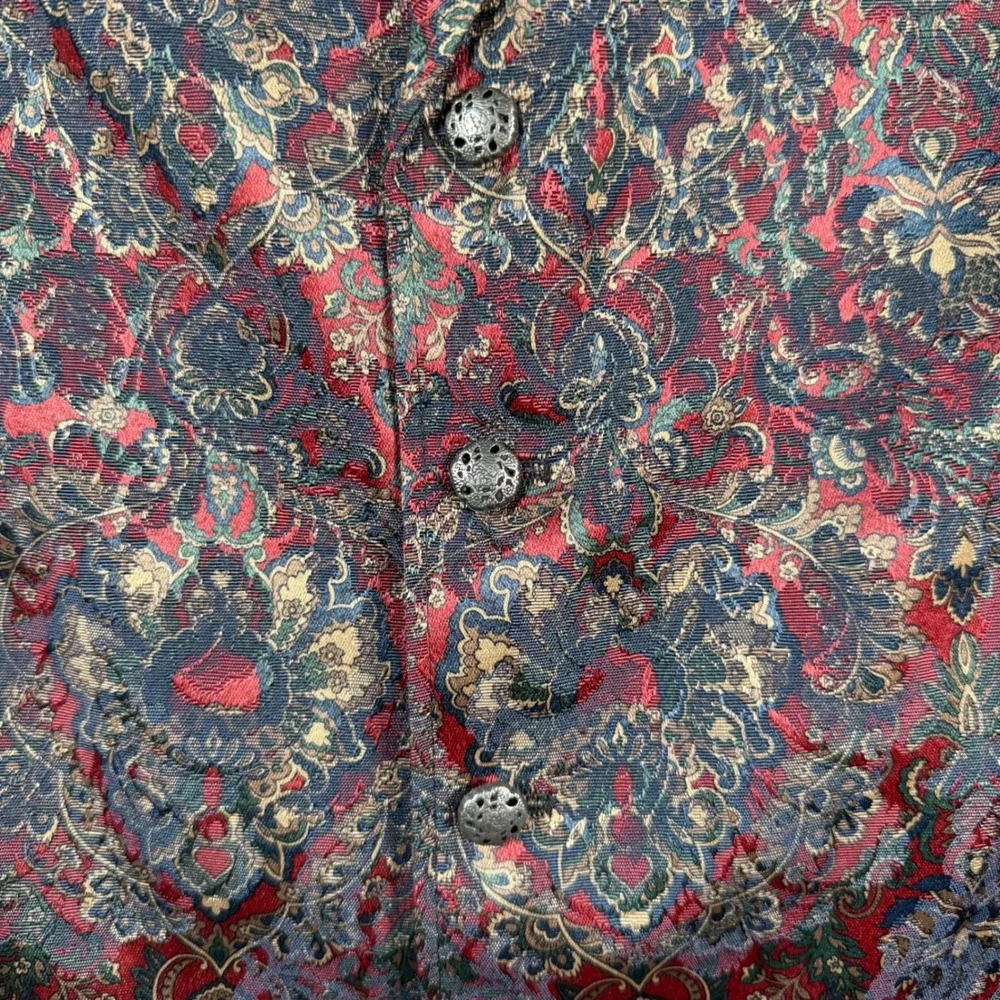 Wah Maker Frontier Vest Mens XXL Red Blue Paisley Brocade Tapestry Western USA